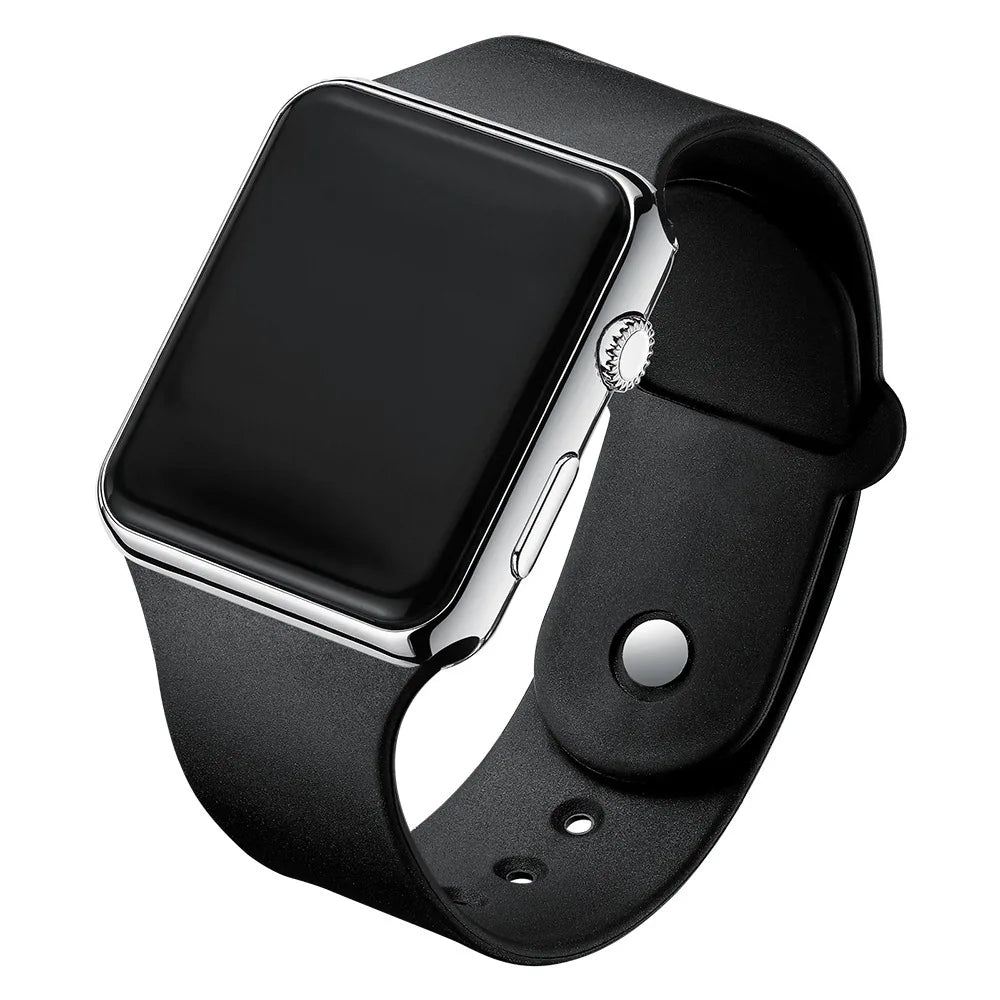 Reloj digital sencillo para hombre y mujer, reloj electrónico deportivo de moda con LED, pulsera de silicona negra, reloj informal para hombre, reloj para hombre