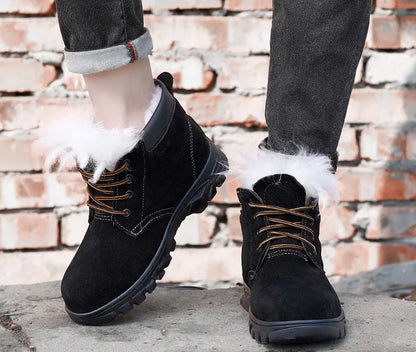 Snow Boots Men's Winter Fur Integrated Men's Shoes Fleece Thickened Warm Labor Insurance Shoes