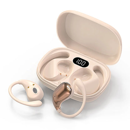 Auriculares inalámbricos Bluetooth 5.4 con gancho para la oreja, TWS, estéreo de alta fidelidad, resistentes al agua, con pantalla LED y modo de espera prolongado.