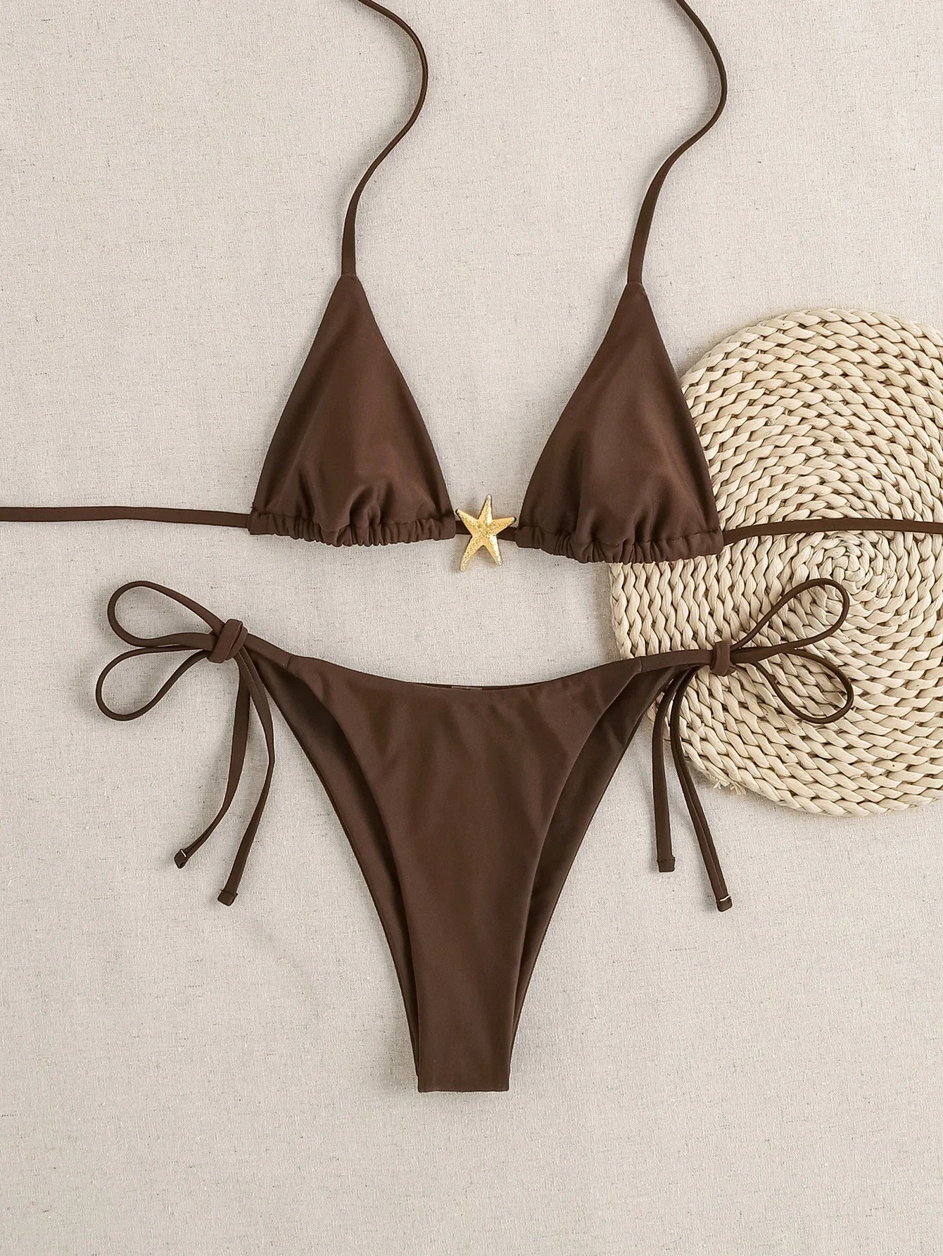 Conjunto de bikini para mujer, novedad de 2025, con tiras laterales ajustables, traje de baño de alta gama, sexy, de dos piezas, para playa, de verano, push up.