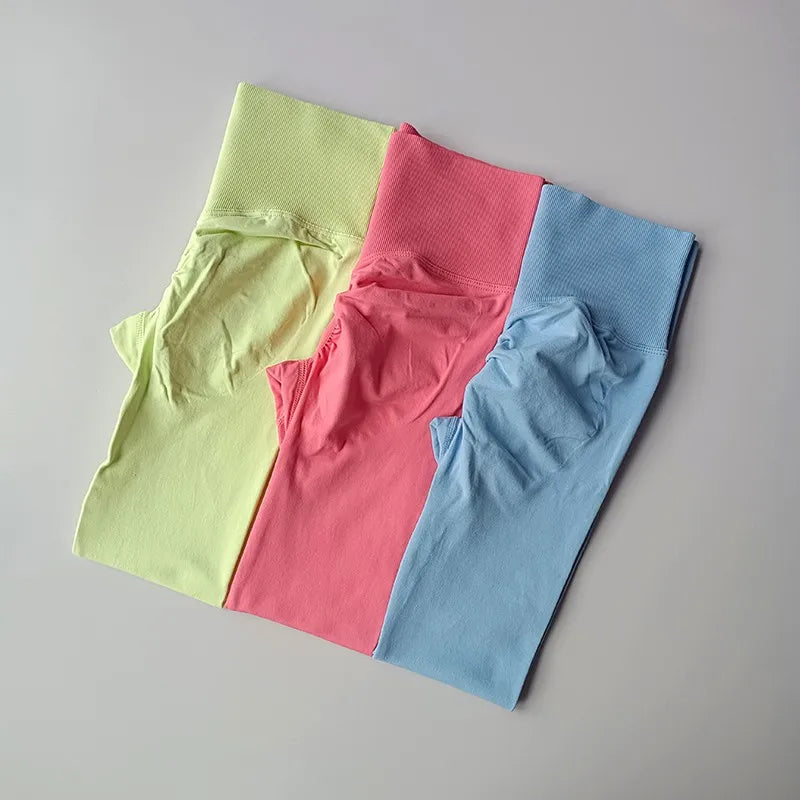 Pantalones de yoga deportivos sin costuras de cintura alta, leggings deportivos para levantar caderas, gimnasio, correr, de secado rápido, ajustados.