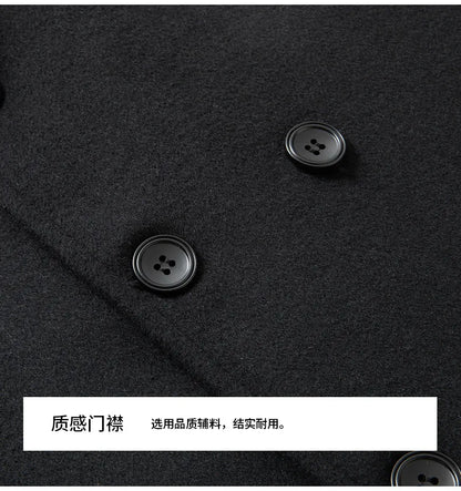 Abrigo cruzado para hombre, estilo marinero, chaqueta de lana, solapa larga, gabardina, cortavientos de invierno, moda masculina