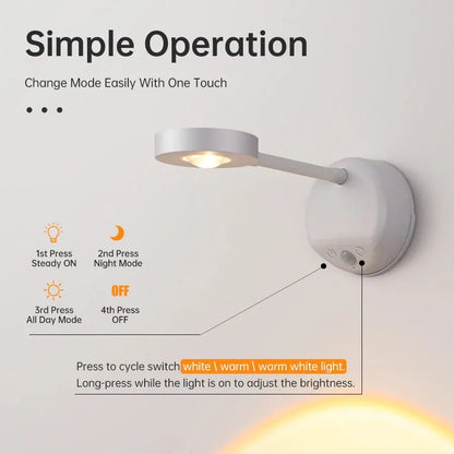 Luz nocturna con sensor de movimiento, luz inalámbrica USB LED para cocina, dormitorio, mural, sala de estar, lámpara de pared con sensor, iluminación interior LED USB