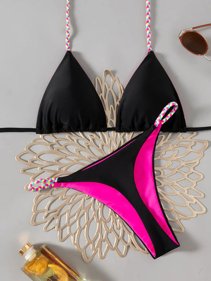 Conjunto de bikini para mujer, novedad de 2025, con tiras laterales ajustables, traje de baño de alta gama, sexy, de dos piezas, para playa, de verano, push up.