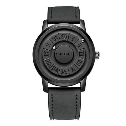 Reloj de cuarzo para hombre FOXBOX, moda, personalidad, creativo, con bola de hierro giratoria, puntero magnético, resistente al agua, para hombre, regalo + caja.