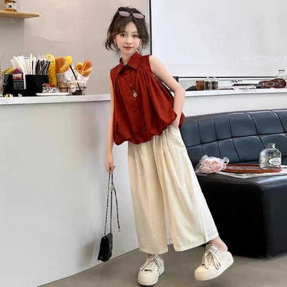 Conjunto de ropa infantil de 7 a 12 años para niña, ropa de verano para niña, 10 piezas, parte superior e inferior, 2025, nueva ropa infantil.
