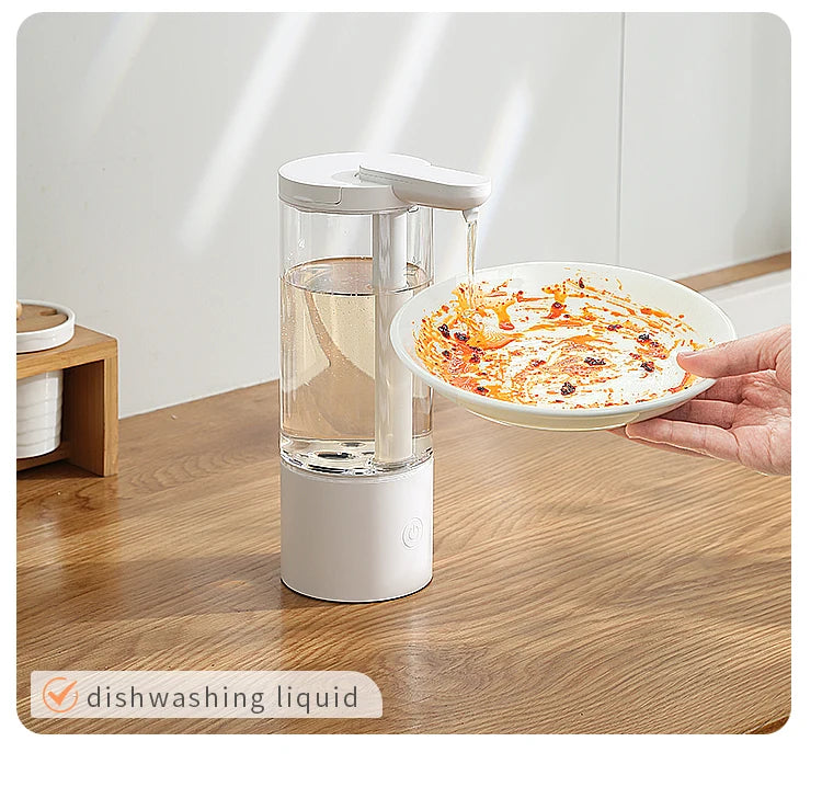 Dispensador automático de jabón líquido de 500 ml para cocina, recargable por USB, sin contacto, de alta capacidad, para detergente. También apto para baño.