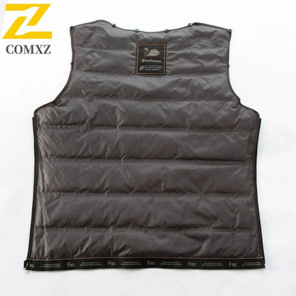 Abrigo largo de lana para hombre COMXZ, colección invierno 2025, gabardina de cachemir de diseño, chaqueta con capucha y forro de plumón de pato blanco, abrigo de lana de lujo