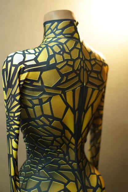 Mono con brillantes y diamantes de imitación para mujer, sexy, elástico, para baile, fiesta, cantante, escenario, cumpleaños, disfraces de Drag Queen Posui 7G