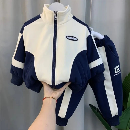 Conjunto de ropa para niños, temporada primavera-otoño, nuevo conjunto de 2 piezas de chaquetas y pantalones casuales para niños y bebés, ropa deportiva coreana