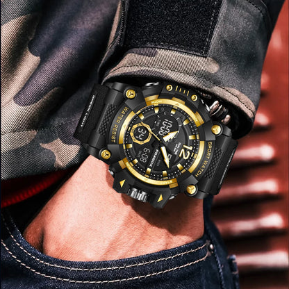 Relojes de pulsera para hombre con pantalla LED de lujo FOXBOX, deportivos, luminosos, impermeables, militares, de cuarzo, para hombre, Relogios Masculino + Caja