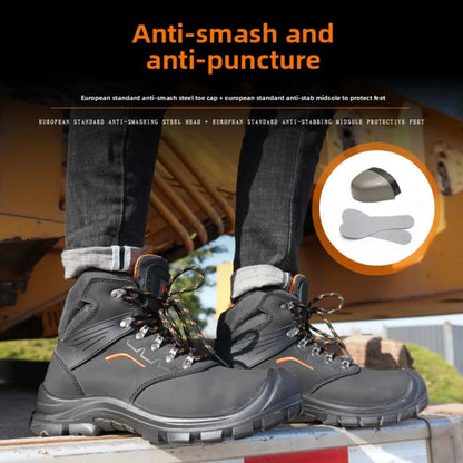 Zapatos de trabajo de cuero antiestáticos, de protección laboral, antiaplastamiento, antipinchazos, antideslizantes, antipolvo y resistentes al desgaste para hombre.