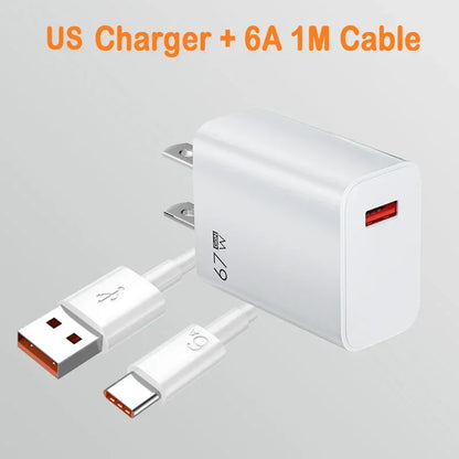 Cargador USB de carga rápida de 67 W con cable tipo C de 6 A para Xiaomi 14 Ultra Pro, Redmi Note 13 Pro, X5, F5 Pro y adaptador de pared para teléfono móvil.