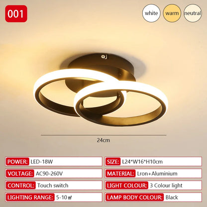 Lámpara de techo LED de 20 W para pasillo, iluminación moderna para el hogar, lámpara LED de superficie para dormitorio, sala de estar, pasillo, escalera, balcón.