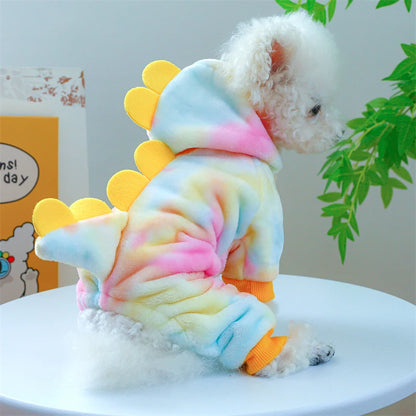 Ropa de forro polar súper suave para mascotas, para otoño e invierno, cálida y de felpa, para perros de cuatro patas, con diseño de dinosaurio, unicornio y gato.