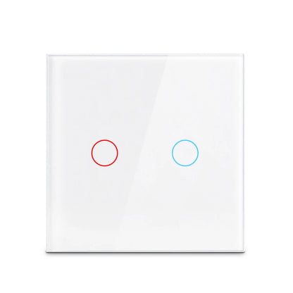 Interruptor táctil AC100-240, panel LED de alimentación, interruptores de luz de pared, vidrio templado, negro, blanco, 1, 2 o 3 entradas.