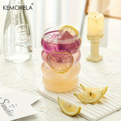 6 piezas de taza de vidrio con forma de onda, botella de agua, resistente al calor, para cerveza, té, café, jugo, leche, cafetería, regalo para el hogar