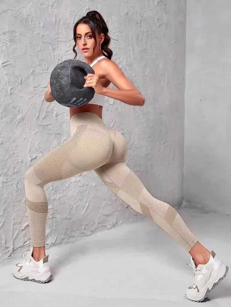 Leggings deportivos de cintura alta con rayas y malla para mujer, levantan glúteos y cadera, ideales para entrenamiento al aire libre, correr, yoga y gimnasio.