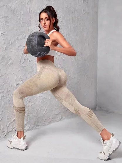 Leggings deportivos de cintura alta con rayas y malla para mujer, levantan glúteos y cadera, ideales para entrenamiento al aire libre, correr, yoga y gimnasio.