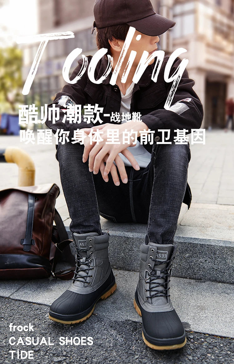 Botas de nieve de invierno para hombre, talla grande 47, para exteriores, para entrenamiento, trabajo, impermeables, antideslizantes, mantienen el calor en invierno.