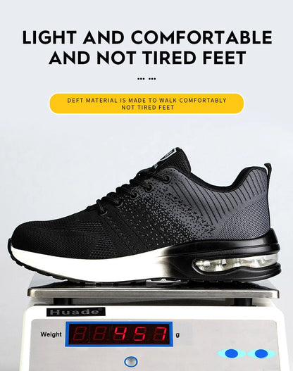 Zapatos de trabajo de protección anti-aplastamiento para hombres y mujeres, zapatos indestructibles anti-perforación, zapatos de trabajo con amortiguación de aire, zapatos de seguridad con puntera de acero para hombre.