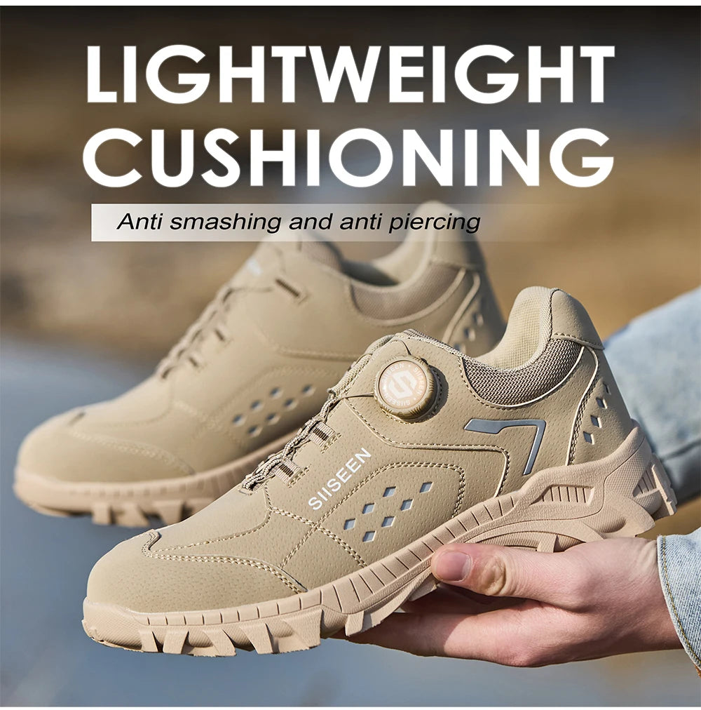 Botas de seguridad con puntera de acero para hombre - Calzado de trabajo resistente a perforaciones, antideslizante y duradero para la construcción y uso industrial en exteriores.