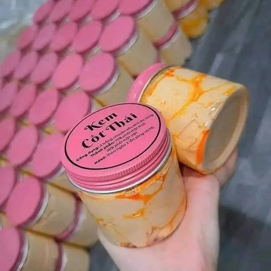 Kem Body Cốt Thái Rỉ Dầu Vàng Nắp Hồng 250 gramos Trắng Mịn da, chống lão hóa, dưỡng ẩm da, iluminador e hidratante