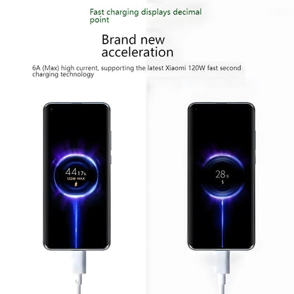 Cable USB tipo C original para Xiaomi de 120 W y 6 A, carga rápida turbo para Mi 15, 14, 13 Ultra Pro, Redmi Note 14, K80, Poco X6