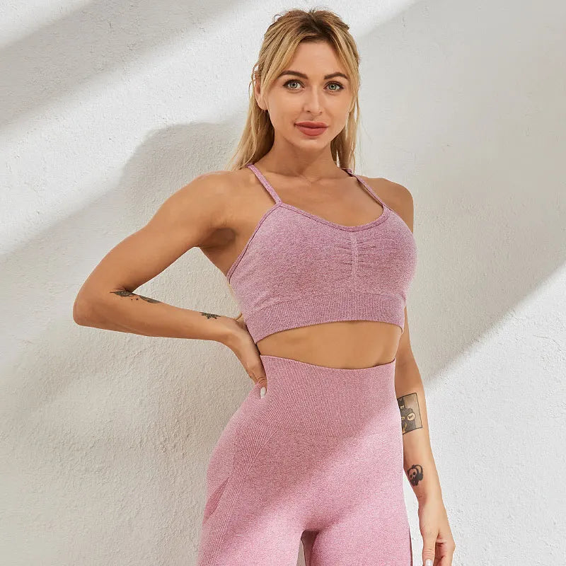 Conjunto deportivo para mujer, top deportivo, leggings de yoga, sujetador deportivo, leggings sin costuras para realce de glúteos.