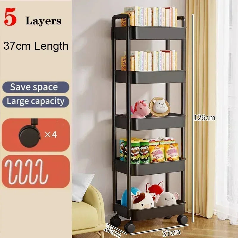 Estante de almacenamiento multicapa para el hogar, con ruedas, para cocina, dormitorio y baño.