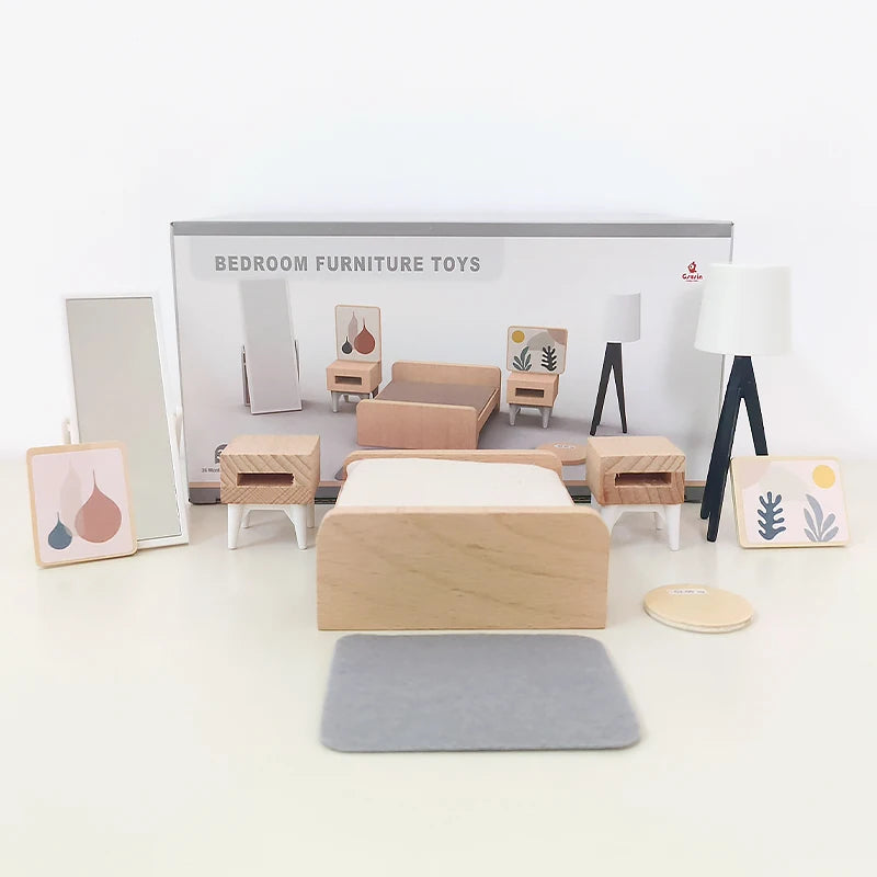 Accesorios en miniatura para casa de muñecas, colección de muebles para el hogar de la familia Forest, juego de ollas de cocina para niños y niñas, regalo