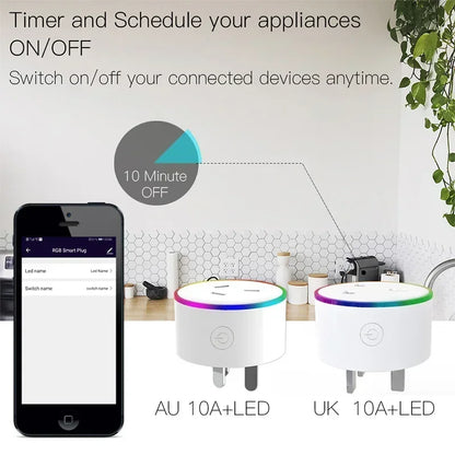 Enchufe inteligente WiFi UE EE. UU. RU DE BR AU IN Smart Life Aplicación Tuya Control remoto inalámbrico Enchufe Alexa Google Home Sin concentrador