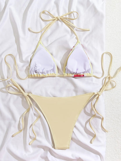 Conjunto de bikini para mujer, novedad de 2025, con tiras laterales ajustables, traje de baño de alta gama, sexy, de dos piezas, para playa, de verano, push up.