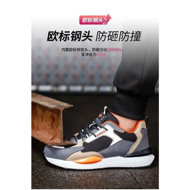 Zapatos de trabajo para hombre nuevos, con punta de acero, antigolpes y antipuñalamientos, transpirables y antideslizantes.