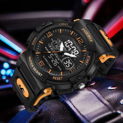 LIGE-Reloj de pulsera deportivo militar para hombre, nuevo, resistente al agua hasta 50 m, con alarma y pantalla LCD dual, de cuarzo