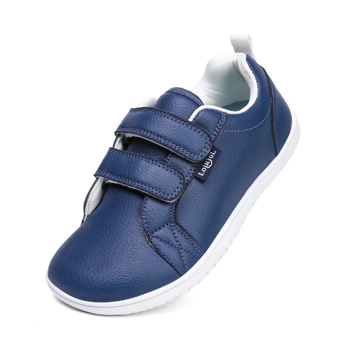 Zapatos descalzos para niños y niñas, zapatillas minimalistas de moda con punta ancha, ligeras, con velcro, de cuero artificial