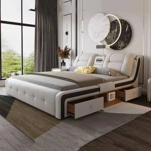 Cama doble única y estética King, marcos Master, moderna cama doble Twin, madera, multifuncional, muebles para el hogar