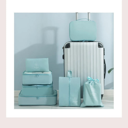 Juego de 7 bolsas organizadoras de viaje, bolsas de almacenamiento, maletas, cubos de embalaje, estuches portátiles, bolsa para ordenar ropa y zapatos, plegable
