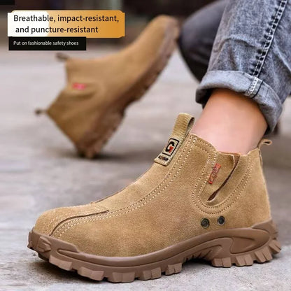 Zapatos de trabajo ligeros para hombre y mujer, cómodos, impermeables, antiaplastamiento, antipinchazos, antideslizantes, con suela resistente a la abrasión, calzado de seguridad.