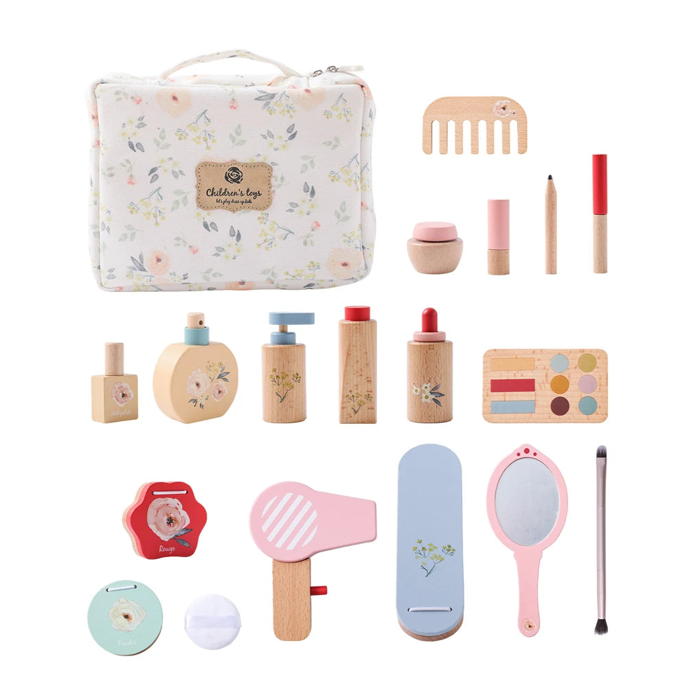 Juguetes de madera para bebés, juego de simulación de cosméticos, juguetes de maquillaje para niñas, juego de casa, juguetes Montessori de educación temprana para niños