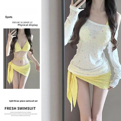 Conjunto de bikini sexy para mujer, traje de baño Pure Desire de cuatro piezas, traje de baño termal de spa para vacaciones