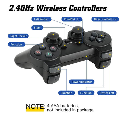 NUEVA consola de videojuegos con más de 20 000 juegos integrados, reproductor de juegos portátil retro, 64 GB, 4K, TV, mando inalámbrico de 2,4 GB