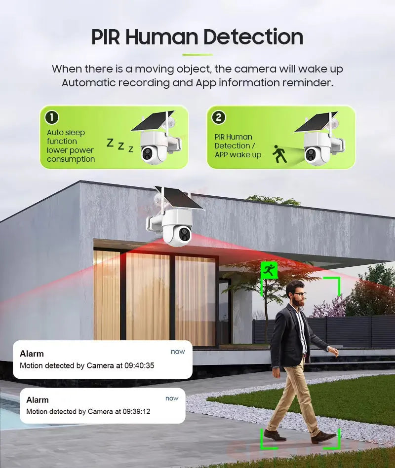 Cámara de seguridad WiFi solar Tuya para exteriores, inalámbrica, 5MP, batería de bajo consumo, cámara PTZ, detección de movimiento PIR, videovigilancia CCTV