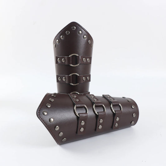 Armadura medieval de cuero sintético para hombre, calentadores de brazos con cordones, guantelete de caballero pirata vikingo, brazalete, accesorios steampunk