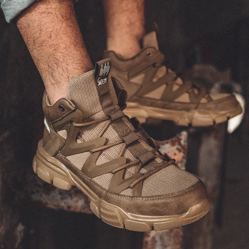 Zapatos de trabajo de seguridad para hombre, ligeros, transpirables, indestructibles, irrompibles, cómodos, con diseño de puntera de plástico.