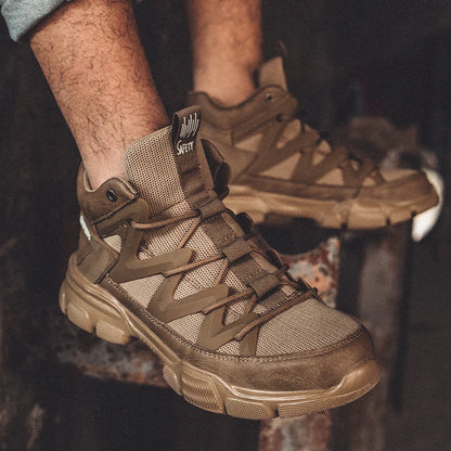 Zapatos de trabajo de seguridad para hombre, ligeros, transpirables, indestructibles, irrompibles, cómodos, con diseño de puntera de plástico.