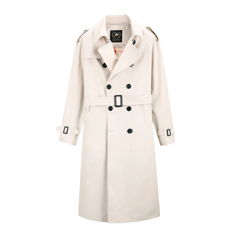 Super long windbreaker down liner  weatherproof men's trench coat British trend black trench coat men's casual coat