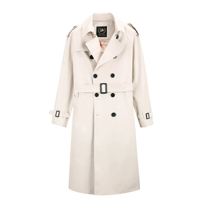 Super long windbreaker down liner  weatherproof men's trench coat British trend black trench coat men's casual coat