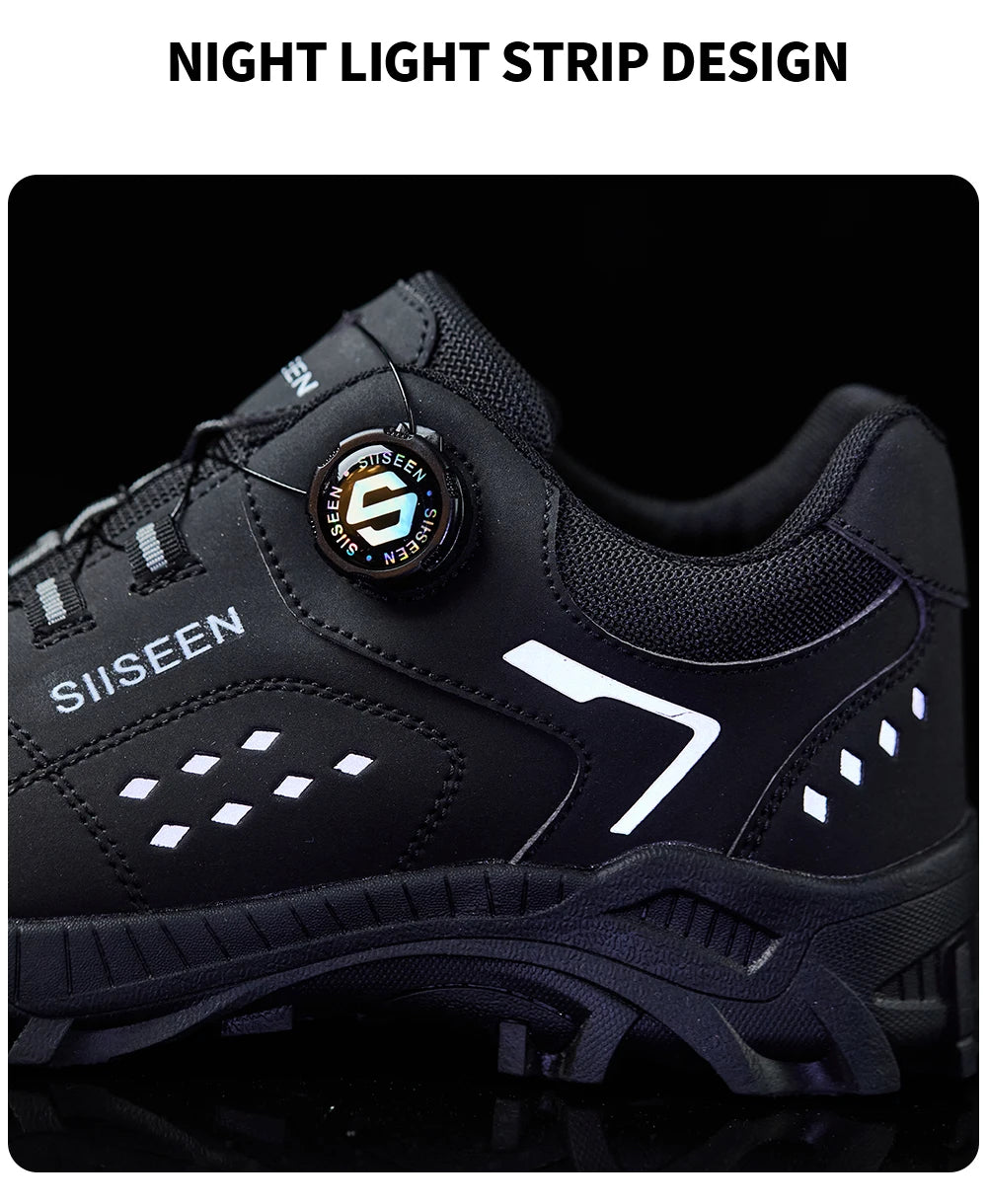 Botas de seguridad con puntera de acero para hombre - Calzado de trabajo resistente a perforaciones, antideslizante y duradero para la construcción y uso industrial en exteriores.