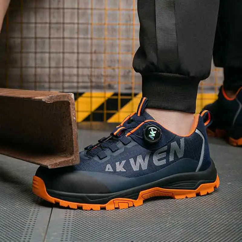 Nuevas botas de seguridad con hebilla giratoria para hombre, zapatillas de trabajo, botas para mujer, transpirables, con puntera de acero, resistentes a pinchazos.